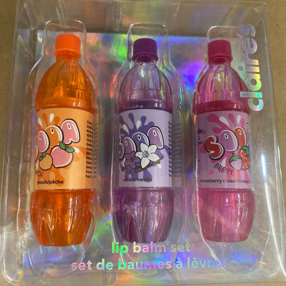 New In Pack Clair’s Lip Balm Soda Bottle Shaped - 3 Pack